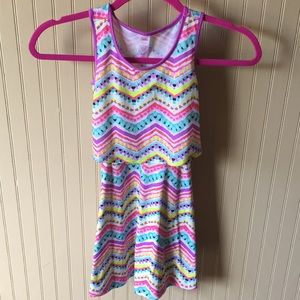 Justice dress elastic‎ waist multi color chevron print size 6/7